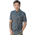 Navy - Side - Lambretta Mens SS25 Paisley Shirt