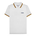 White-Tobacco-Navy-Gold - Front - Lambretta Mens SS25 Triple Tipped Big & Tall Polo Shirt