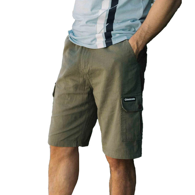 Khaki Green - Side - Lambretta Mens SS25 Cargo Shorts