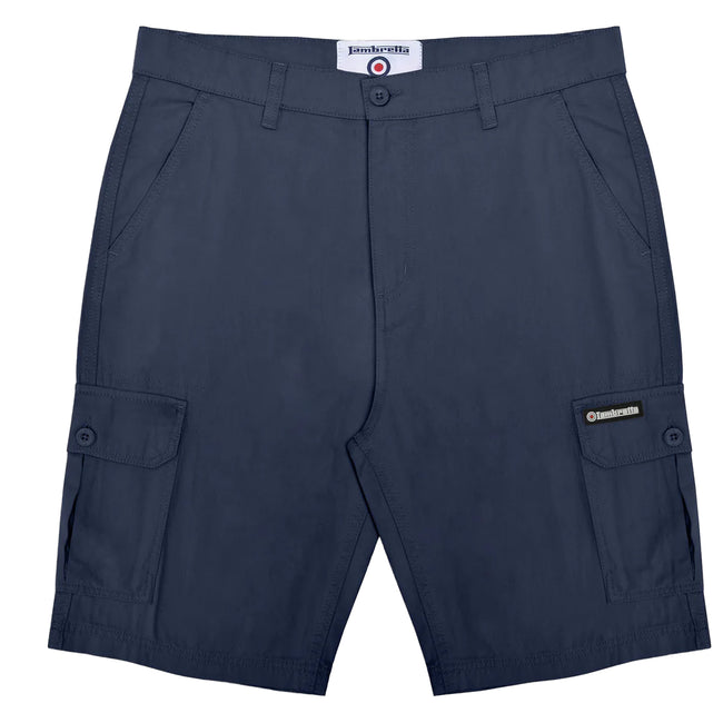 Navy - Front - Lambretta Mens SS25 Cargo Shorts