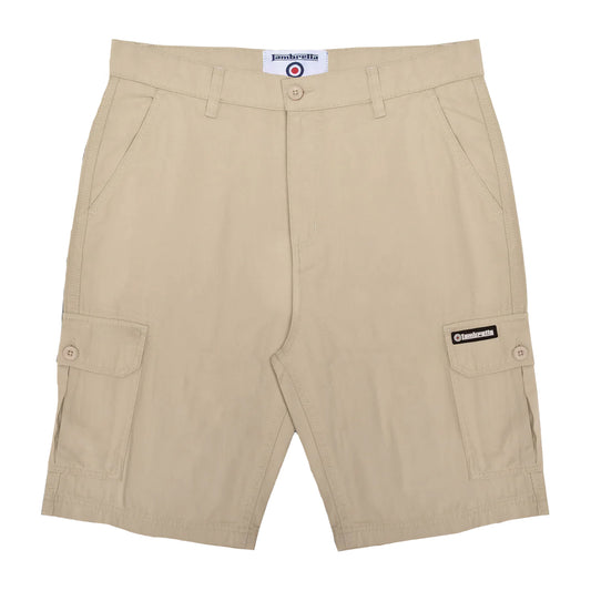 Stone - Front - Lambretta Mens SS25 Cargo Shorts