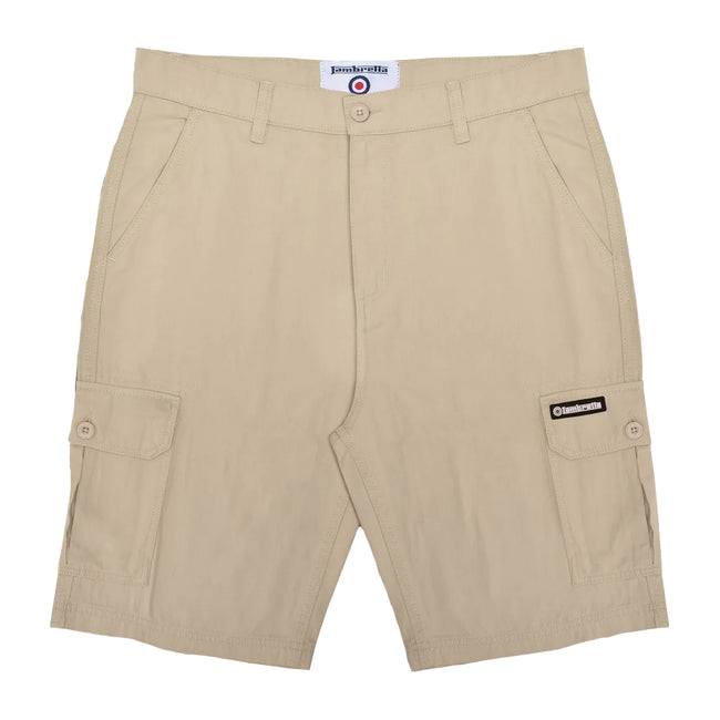 Stone - Front - Lambretta Mens SS25 Cargo Shorts