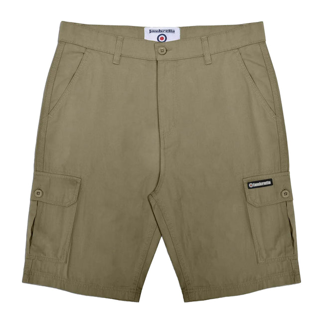 Khaki Green - Front - Lambretta Mens SS25 Cargo Shorts