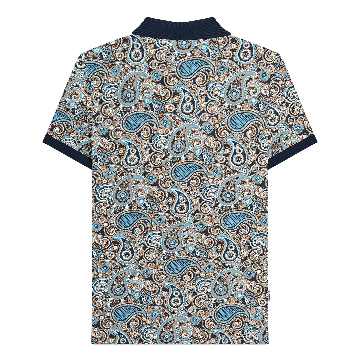 Navy-Smoke Blue - Back - Lambretta Mens SS25 Paisley Branded Big & Tall Polo Shirt