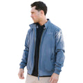 Mid Blue - Side - Lambretta Mens Shower Resistant Harrington Jacket