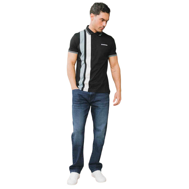 Dark Blue - Side - Lambretta Mens Chester Straight Jeans