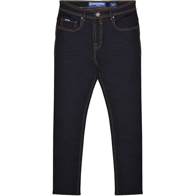 Black - Front - Lambretta Mens Stafford Slim Jeans