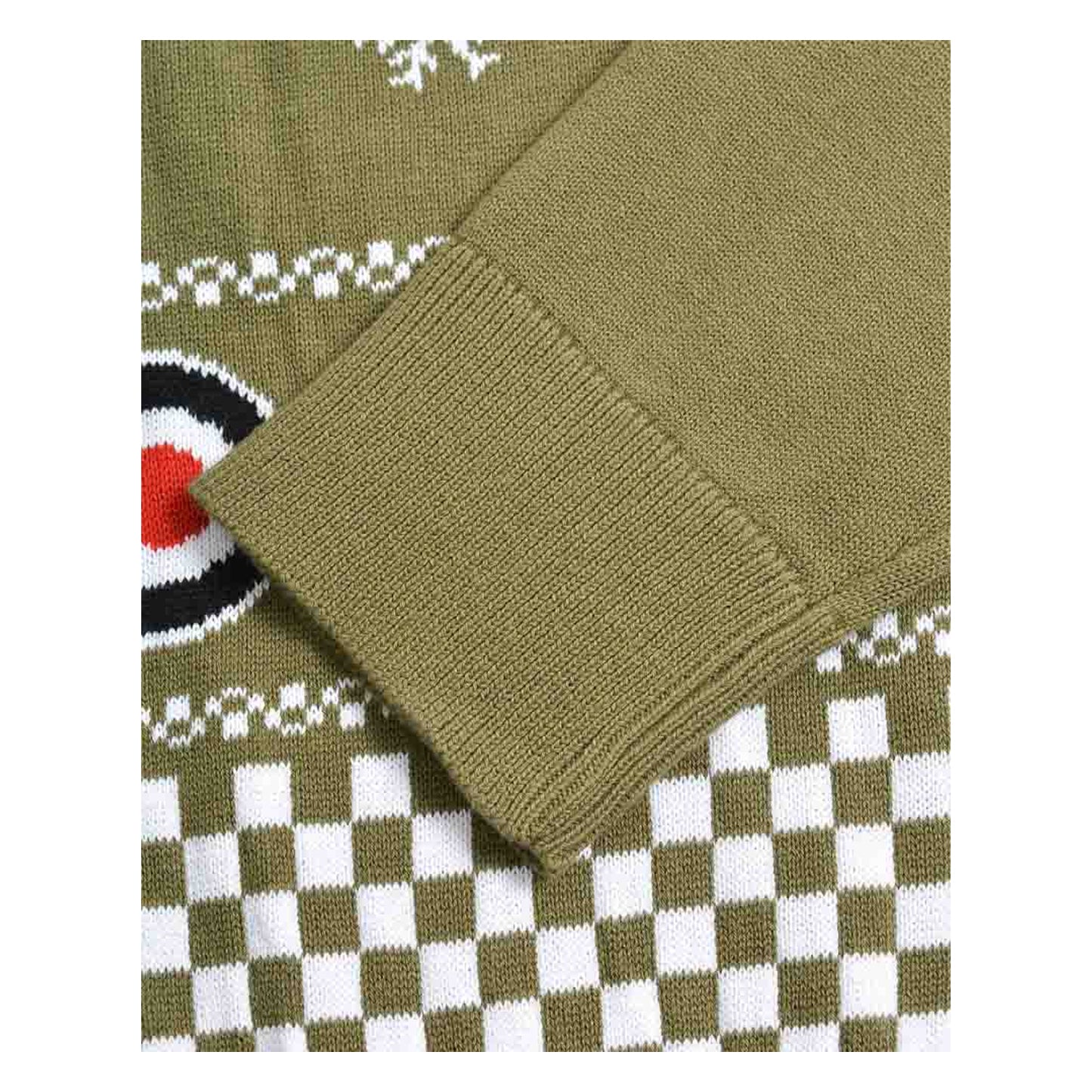 Khaki - Pack Shot - Lambretta Mens AW25 Scooter Christmas Jumper