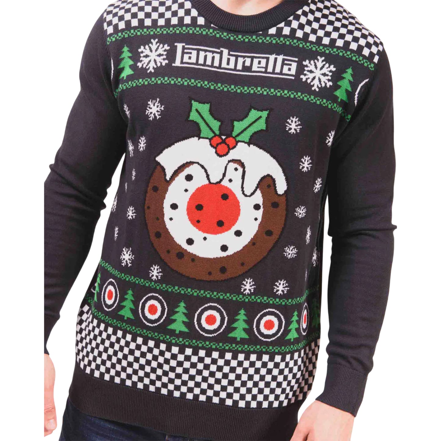 Navy - Pack Shot - Lambretta Mens AW25 Target Christmas Jumper