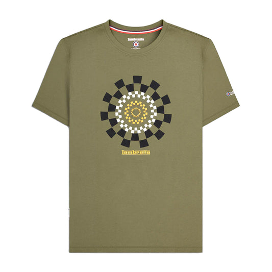 Khaki Green - Front - Lambretta Mens AW25 Track T-Shirt