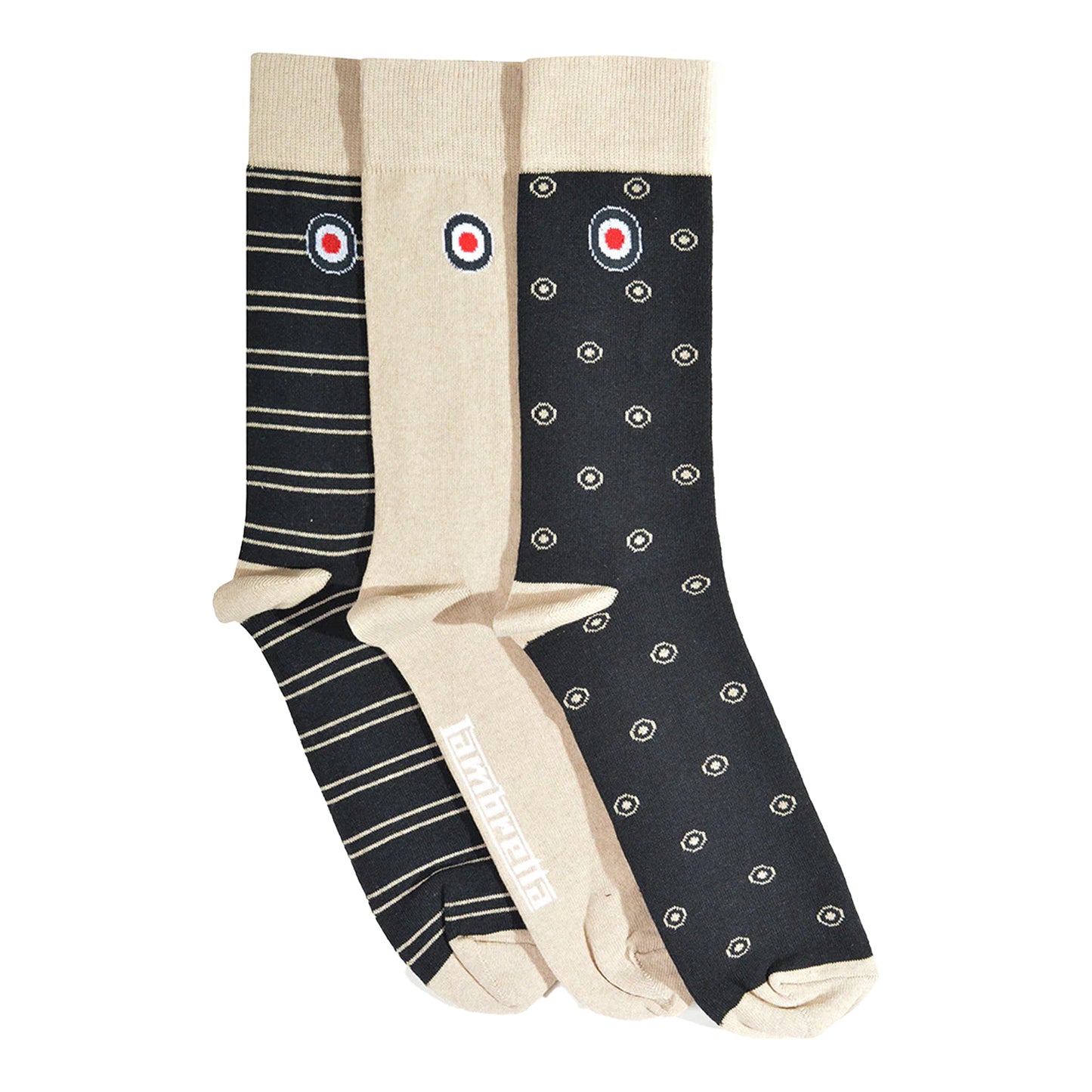 Black-Wine - Side - Lambretta Mens Paisley Socks (Pack of 3)