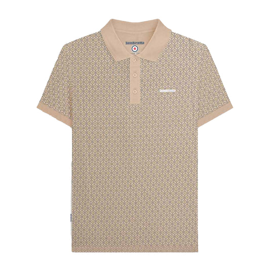 Stone - Front - Lambretta Mens Geometric Circle Big & Tall Polo Shirt
