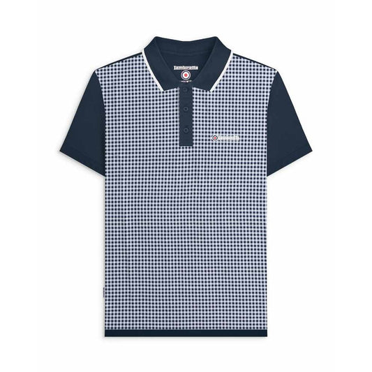 Navy - Front - Lambretta Mens Gingham Big & Tall Polo Shirt
