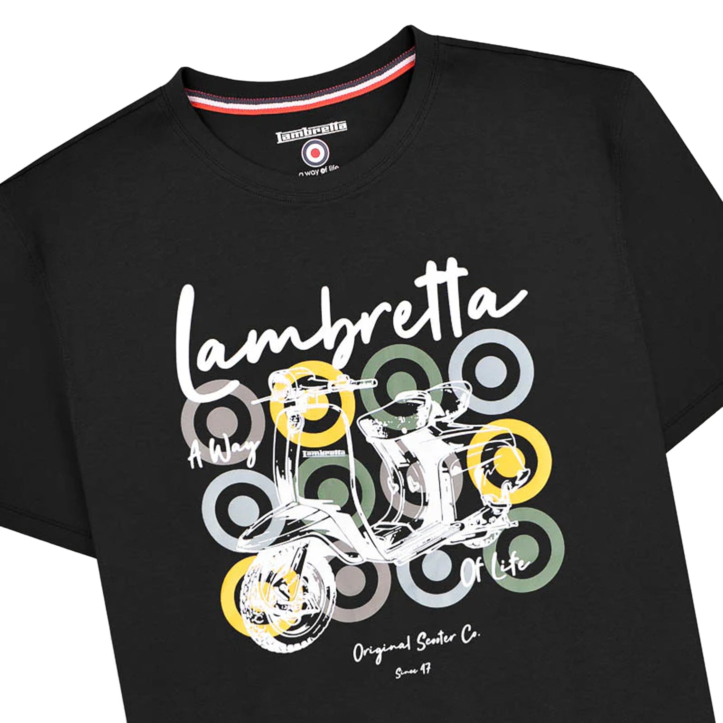 Black - Side - Lambretta Mens Scooter Brand Big & Tall T-Shirt