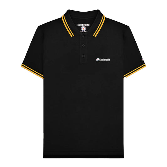 Black-Gold - Front - Lambretta Mens Tipped Big & Tall Polo Shirt