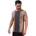 Stone - Close up - Lambretta Mens Contrast Panel Vintage Polo Shirt
