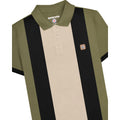 Khaki Green - Side - Lambretta Mens Contrast Panel Vintage Polo Shirt