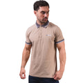 Stone-Iron - Close up - Lambretta Mens Contrast Tipped Polo Shirt