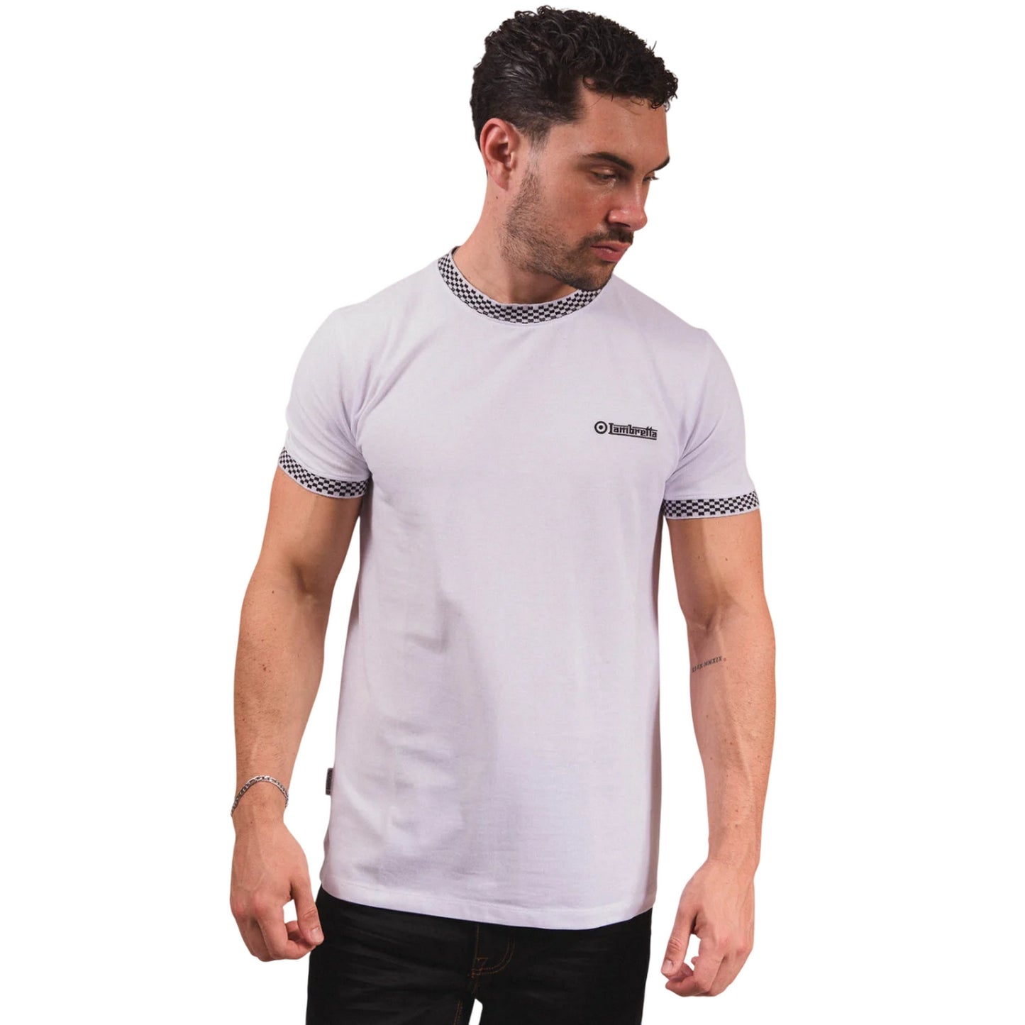 White - Lifestyle - Lambretta Mens Two Tone Ringer T-Shirt