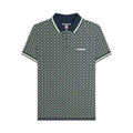 Navy-Basil - Front - Lambretta Mens Geometric Polo Shirt