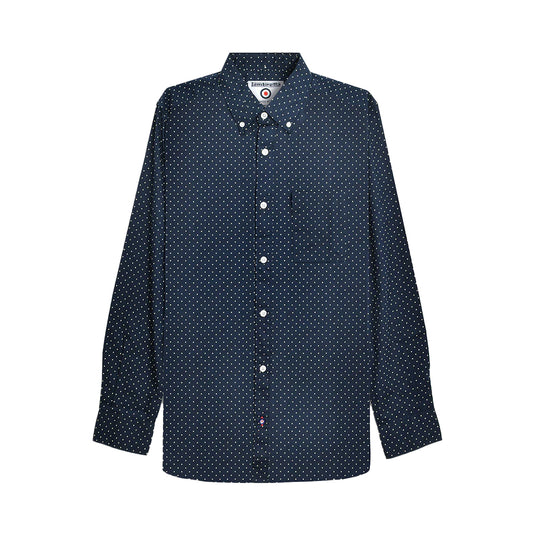 Dark Navy - Front - Lambretta Mens Pin Dot Long-Sleeved Shirt