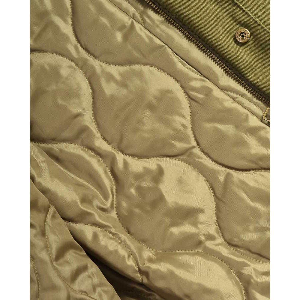 Khaki Green - Close up - Lambretta Mens Cotton Canvas Parka