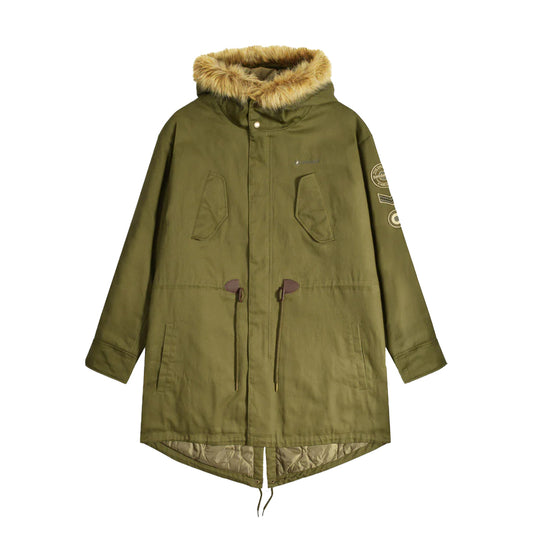Khaki Green - Front - Lambretta Mens Cotton Canvas Parka