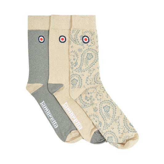 Iron-Stone - Front - Lambretta Mens Paisley Socks (Pack of 3)