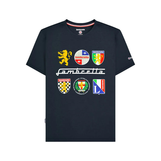 Navy - Front - Lambretta Mens Heritage SS26 Logos T-Shirt