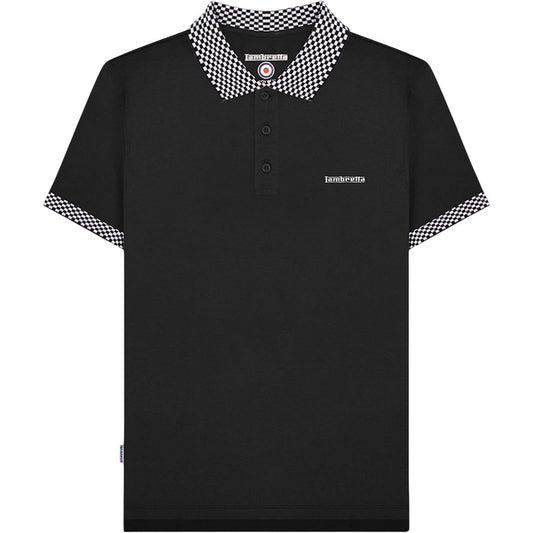 Black - Front - Lambretta Mens Two Tone Badge Polo Shirt