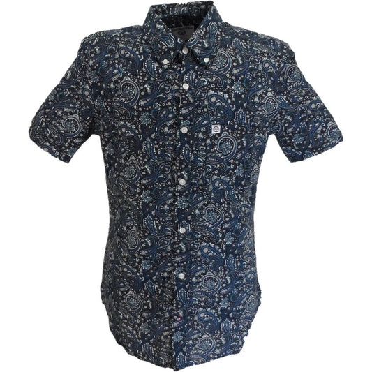 Black-Grey-Blue - Front - Lambretta Mens Paisley Shirt