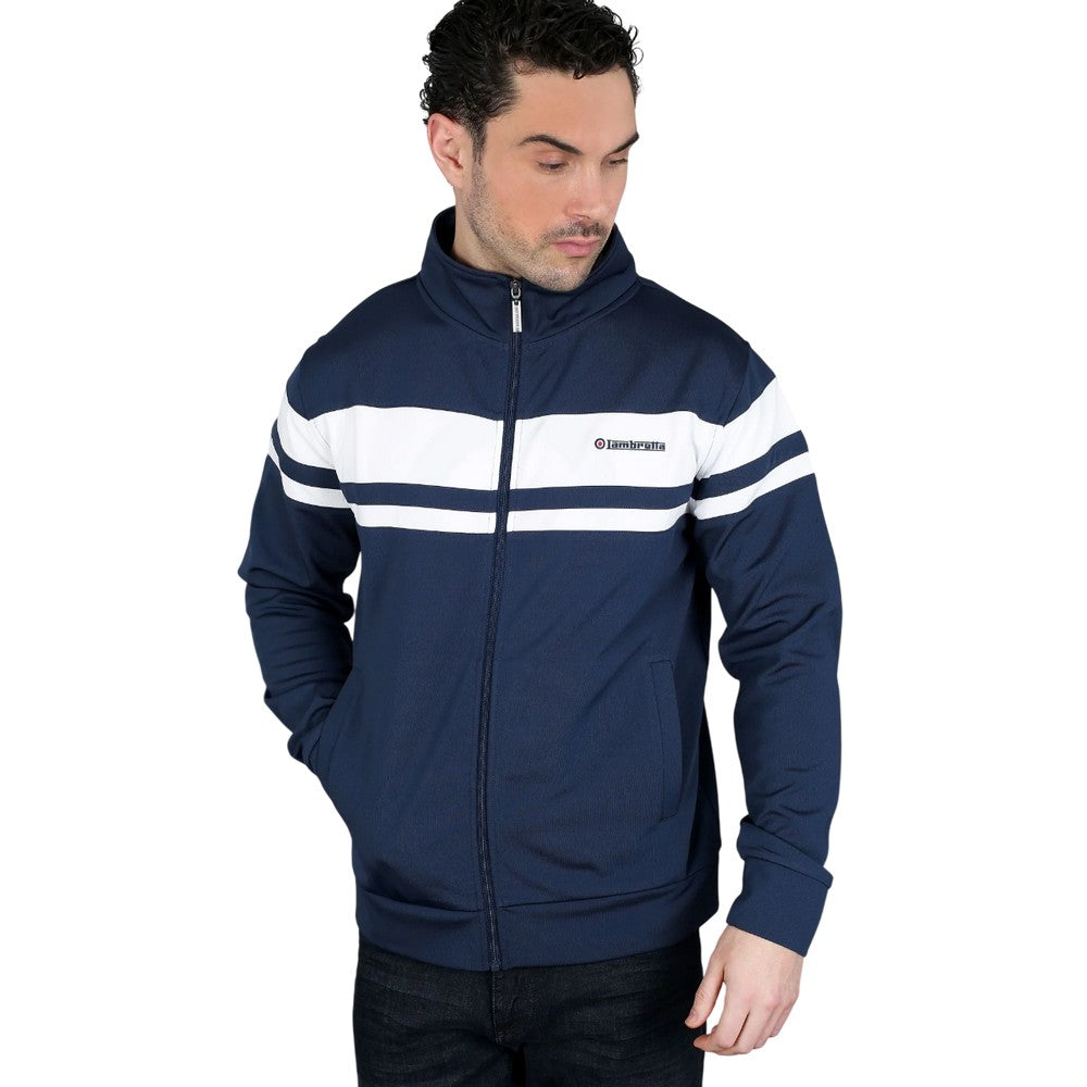 Navy-White - Close up - Lambretta Mens Championship Jacket