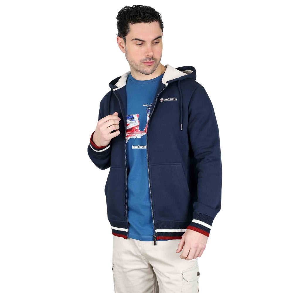 Navy-Jetstream-Red - Close up - Lambretta Mens Full Zip Hoodie