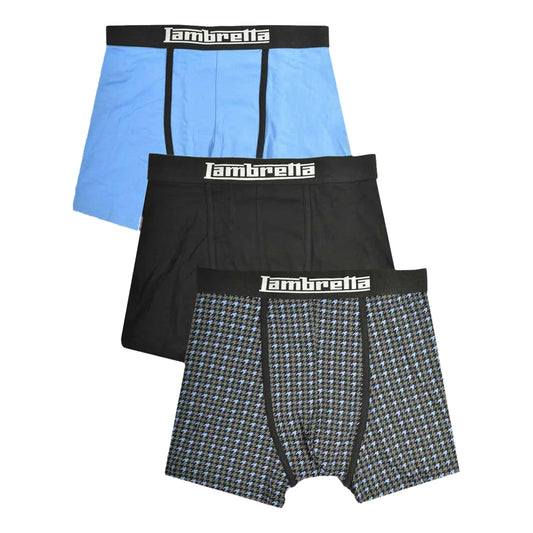 Black-Blue - Front - Lambretta Mens Boxer Shorts (Pack of 3)