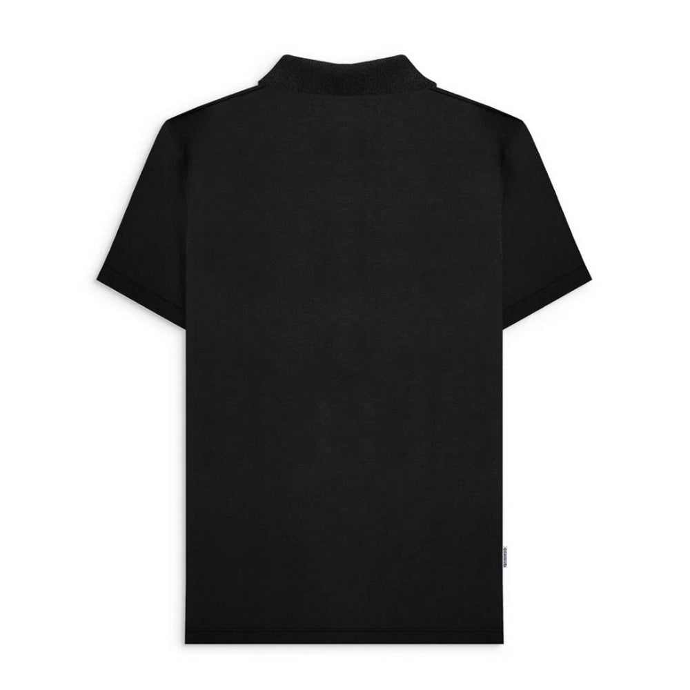 Black-Nomad - Side - Lambretta Mens Classic Yarn Dyed Stripe Logo Polo Shirt