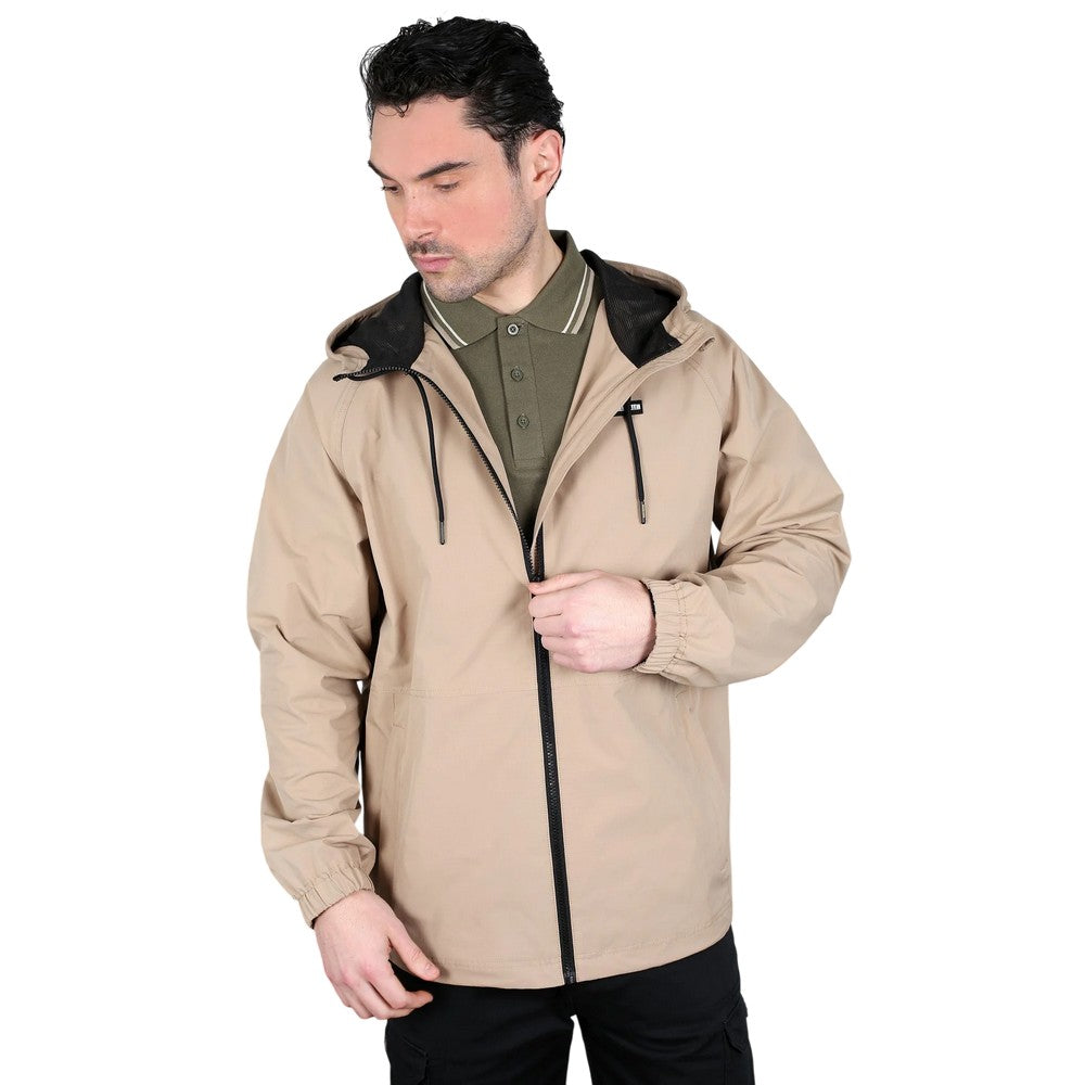 Stone - Pack Shot - Lambretta Mens Ripstop Hooded Jacket