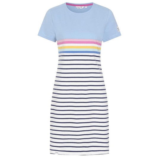Sky - Front - Lazy Jacks Womens-Ladies Striped T-Shirt Dress