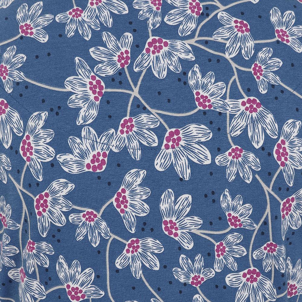 Blue - Pack Shot - Lazy Jacks Womens-Ladies Wildflower Capped Sleeved Dress