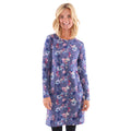 Purple - Side - Lazy Jacks Womens-Ladies Fleur All-Over Print Long-Sleeved T-Shirt Dress