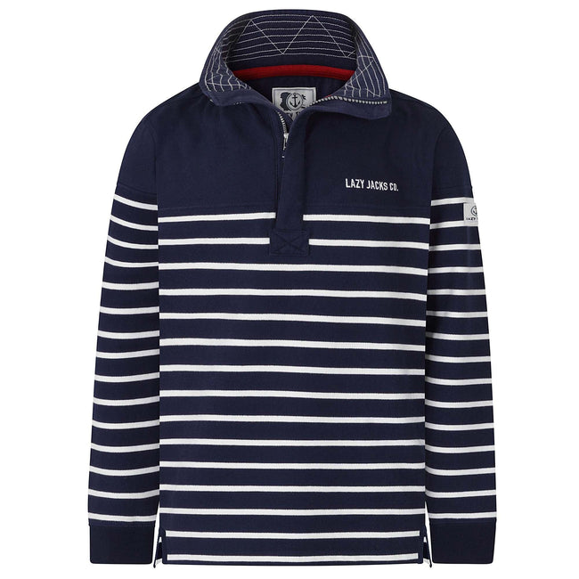 Marine - Back - Lazy Jacks Mens Quarter Zip Sweatshirt
