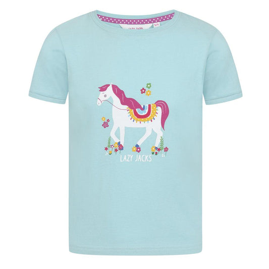 Mint - Front - Lazy Jacks Girls Horse T-Shirt
