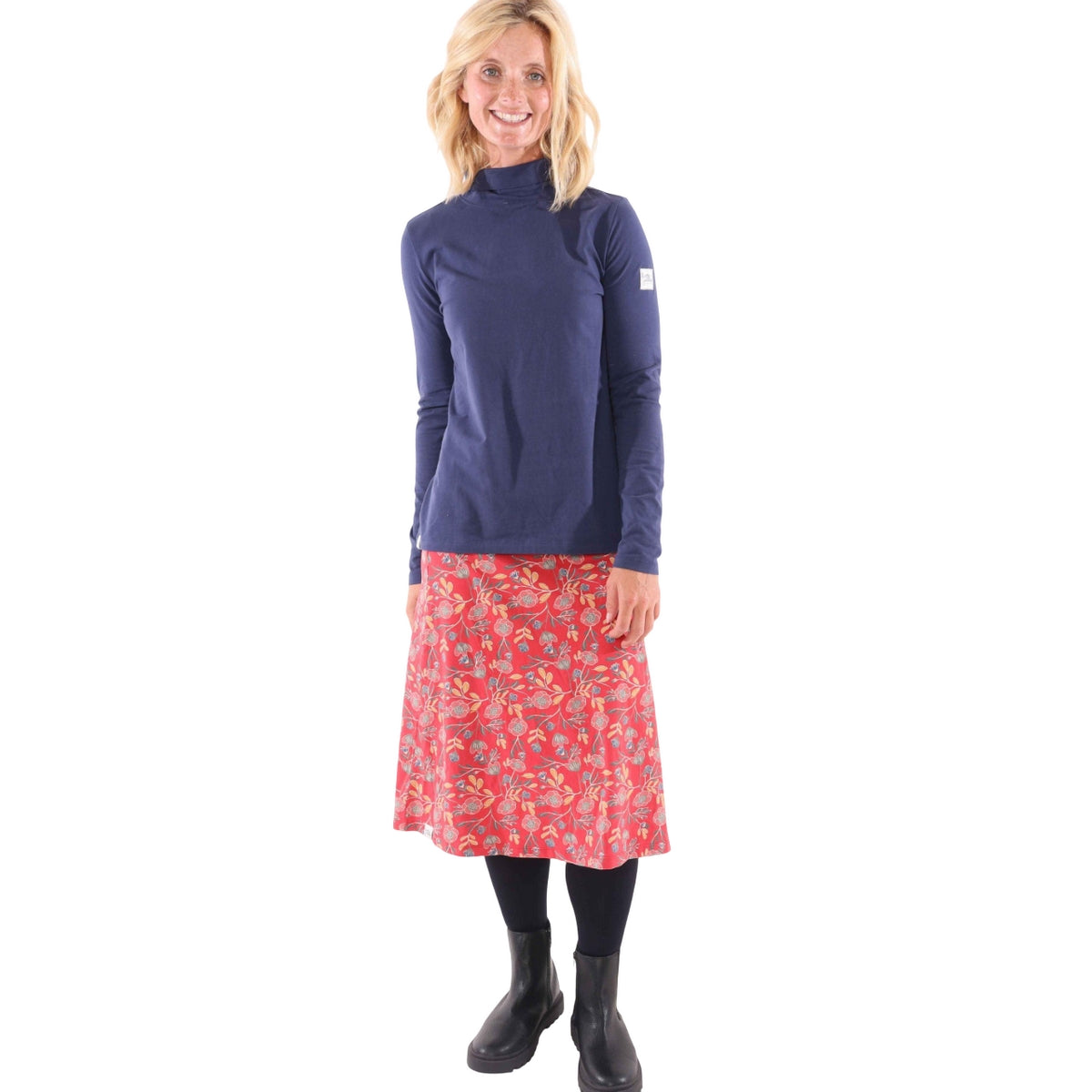 Red - Pack Shot - Lazy Jacks Womens-Ladies Garland Jersey Skirt