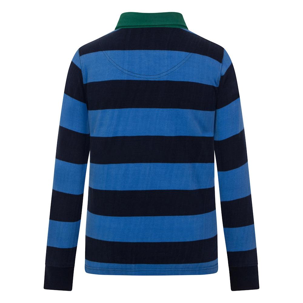 Deep Sea-Black - Side - Lazy Jacks Boys Contrast Striped Rugby Shirt
