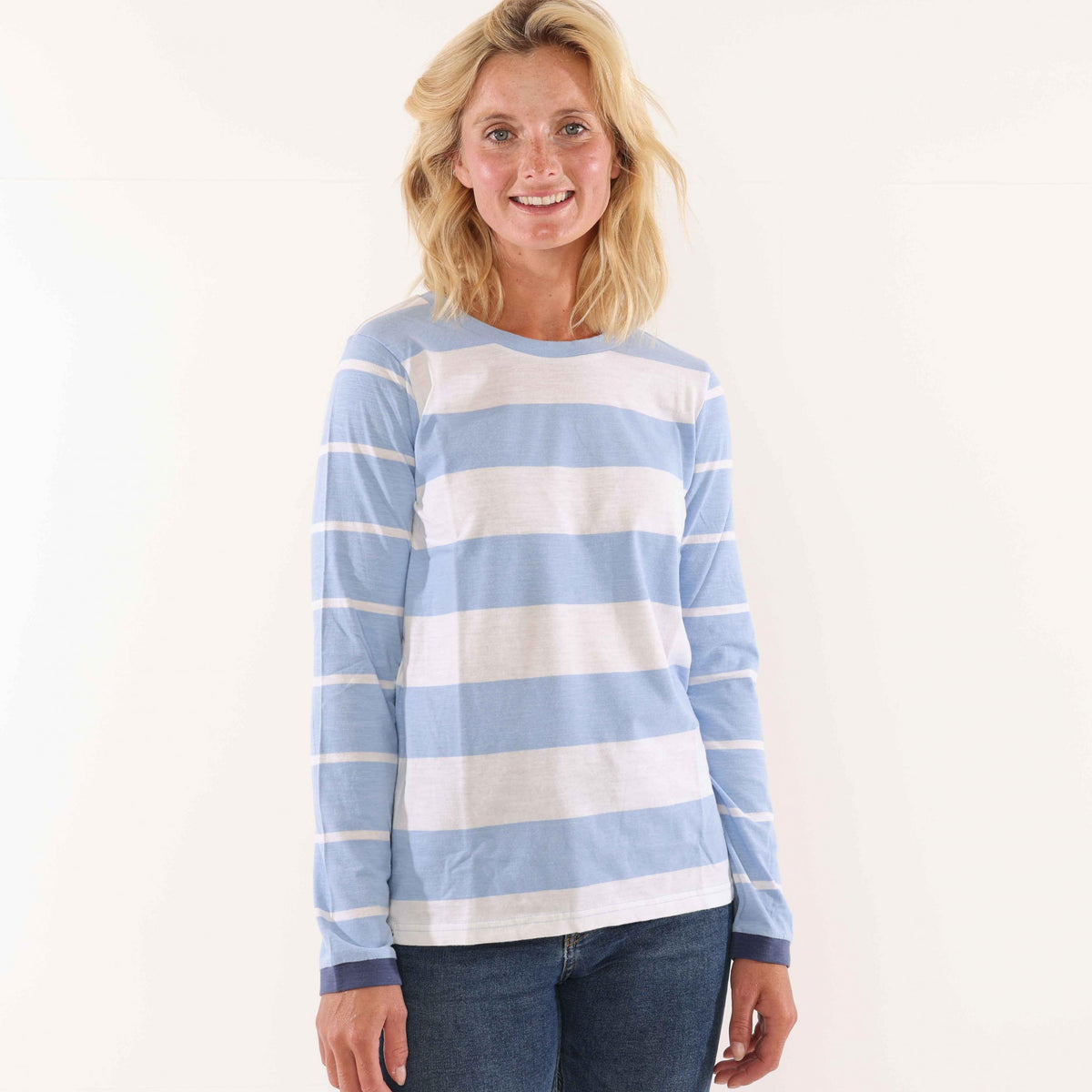Sky - Close up - Lazy Jacks Womens-Ladies Striped T-Shirt