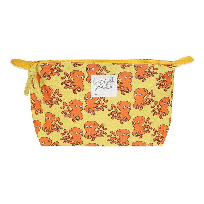 Yellow - Side - Lazy Jacks Octopus Cosmetic Bag