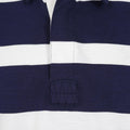 Marine Blue-White - Side - Lazy Jacks Mens Striped Long-Sleeved Rugby Polo Shirt