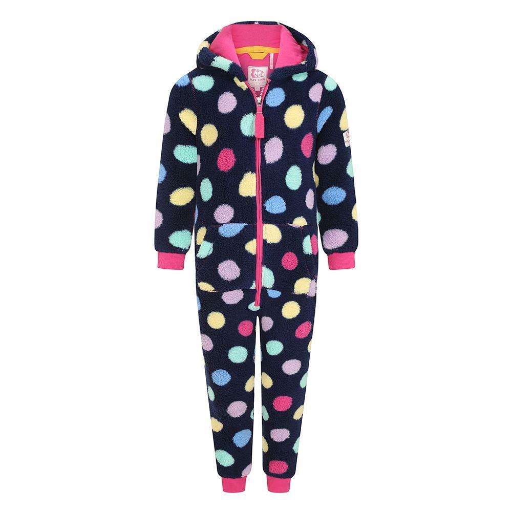 Multicoloured - Front - Lazy Jacks Girls Spotted All-In-One Nightwear