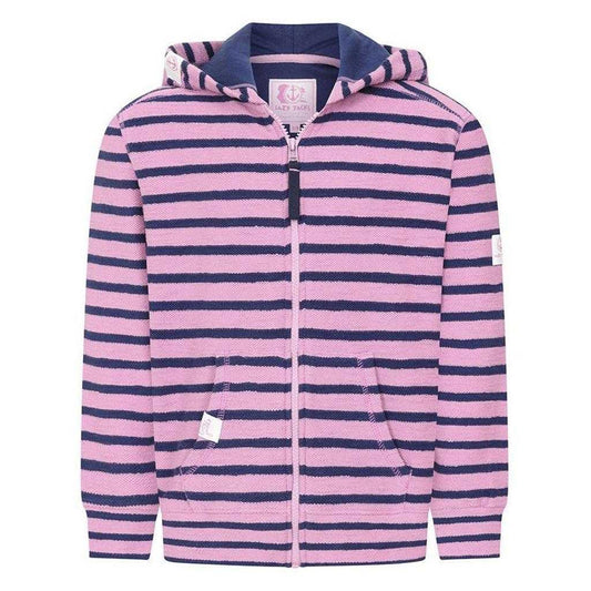 Lavender - Front - Lazy Jacks Girls Striped Textured Full Zip Hoodie