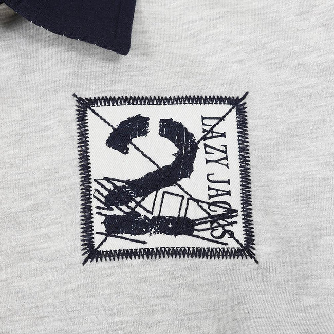 Grey Marl - Back - Lazy Jacks Unisex Adult Back Print Rugby Shirt