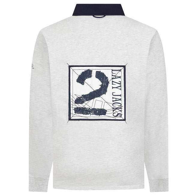 Grey Marl - Side - Lazy Jacks Unisex Adult Back Print Rugby Shirt